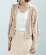 パール編み込みドロップショルダーニットカーディガンsdpxyf2995-103-14