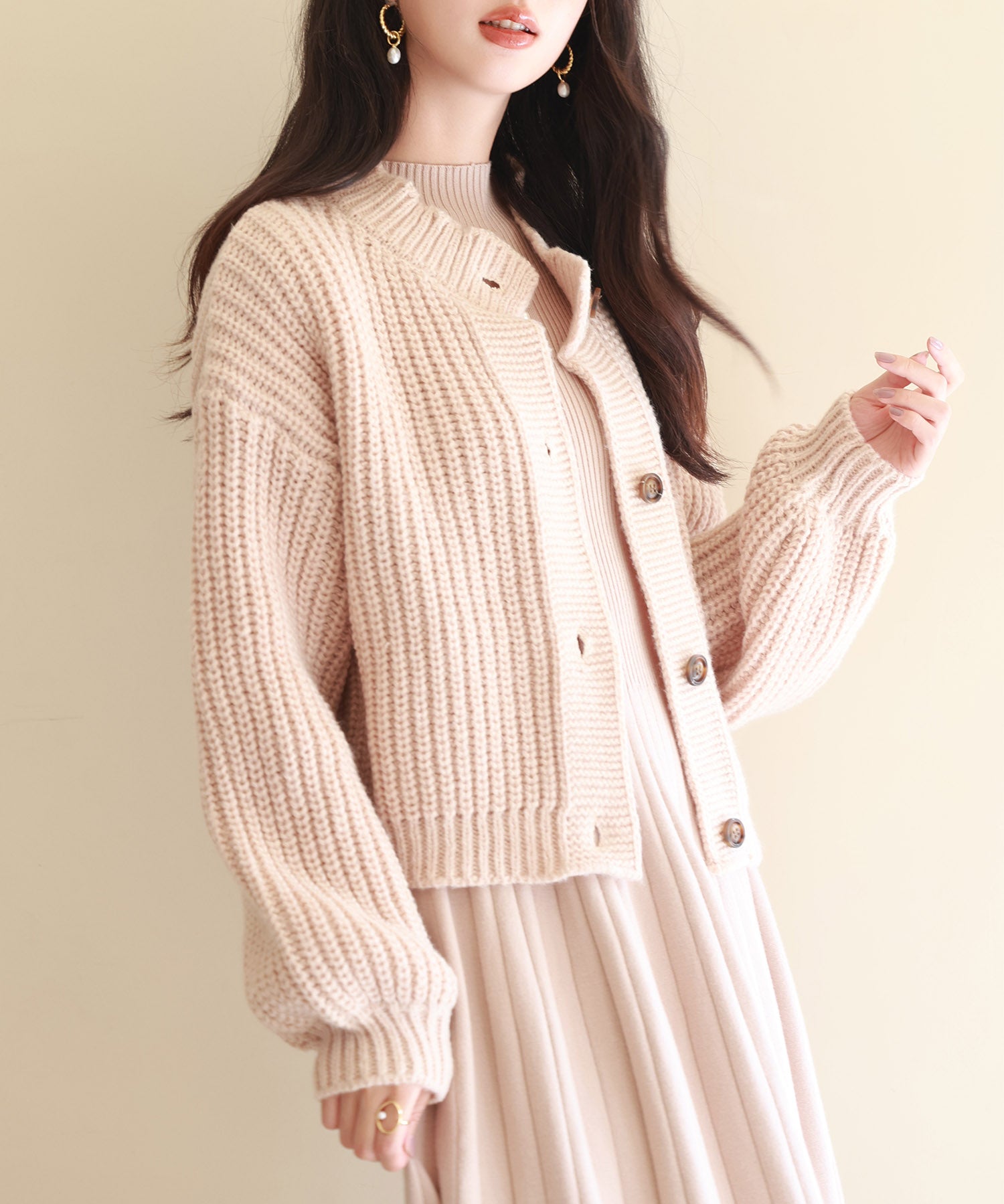 2wayドロップショルダーニットsdpxyf2998 ベージュ