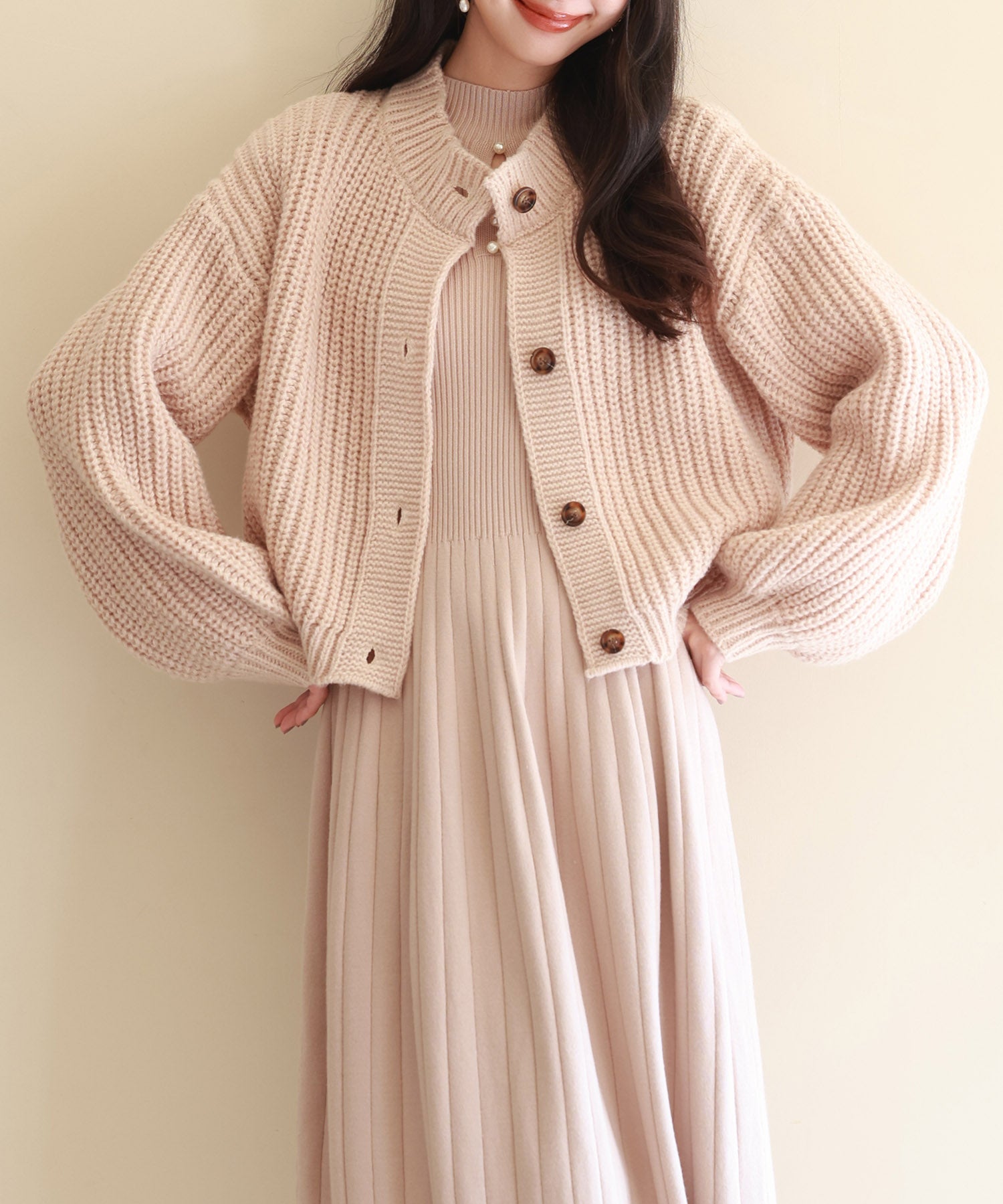 2wayドロップショルダーニットsdpxyf2998 ベージュ