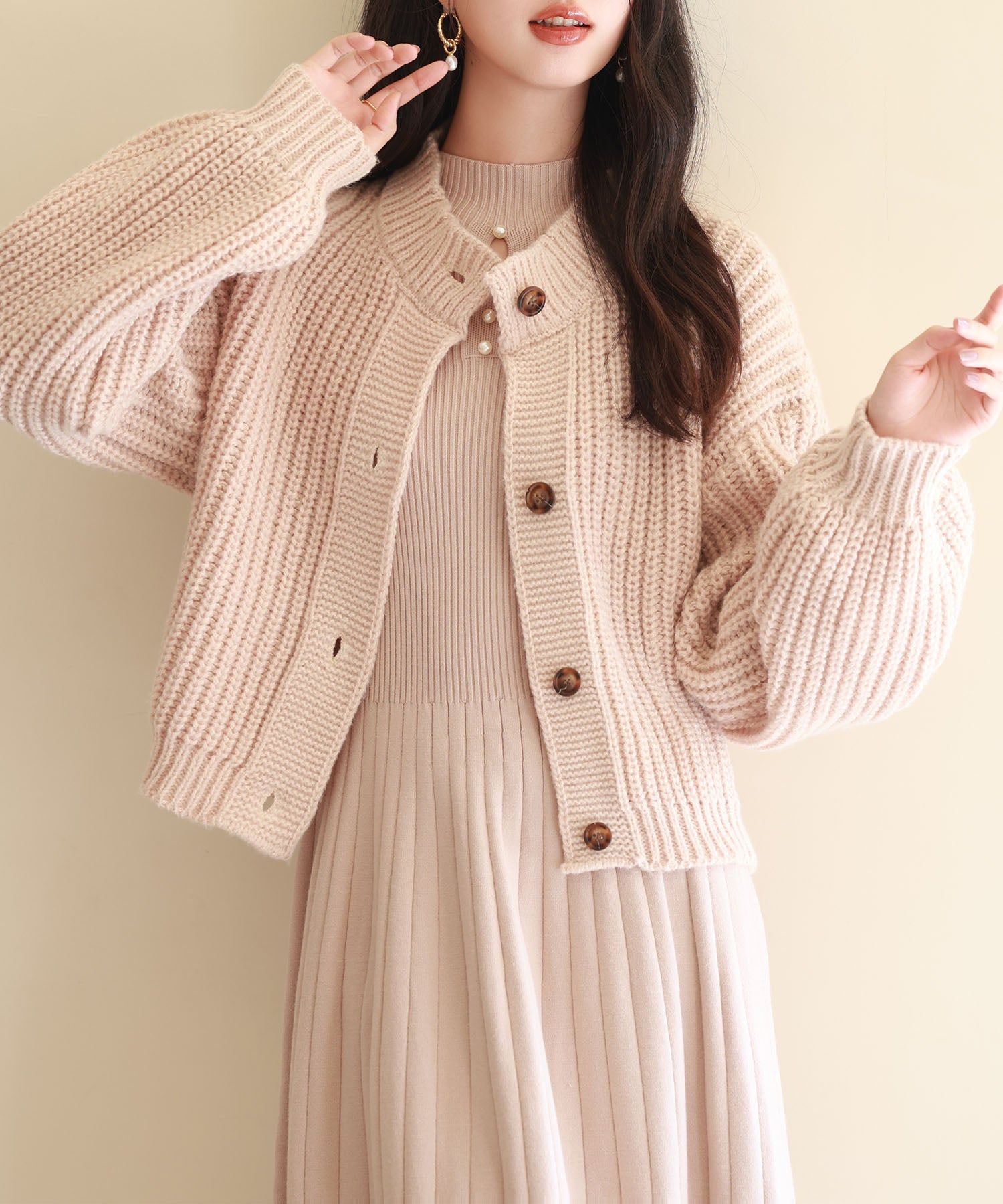 2wayドロップショルダーニットsdpxyf2998 ベージュ