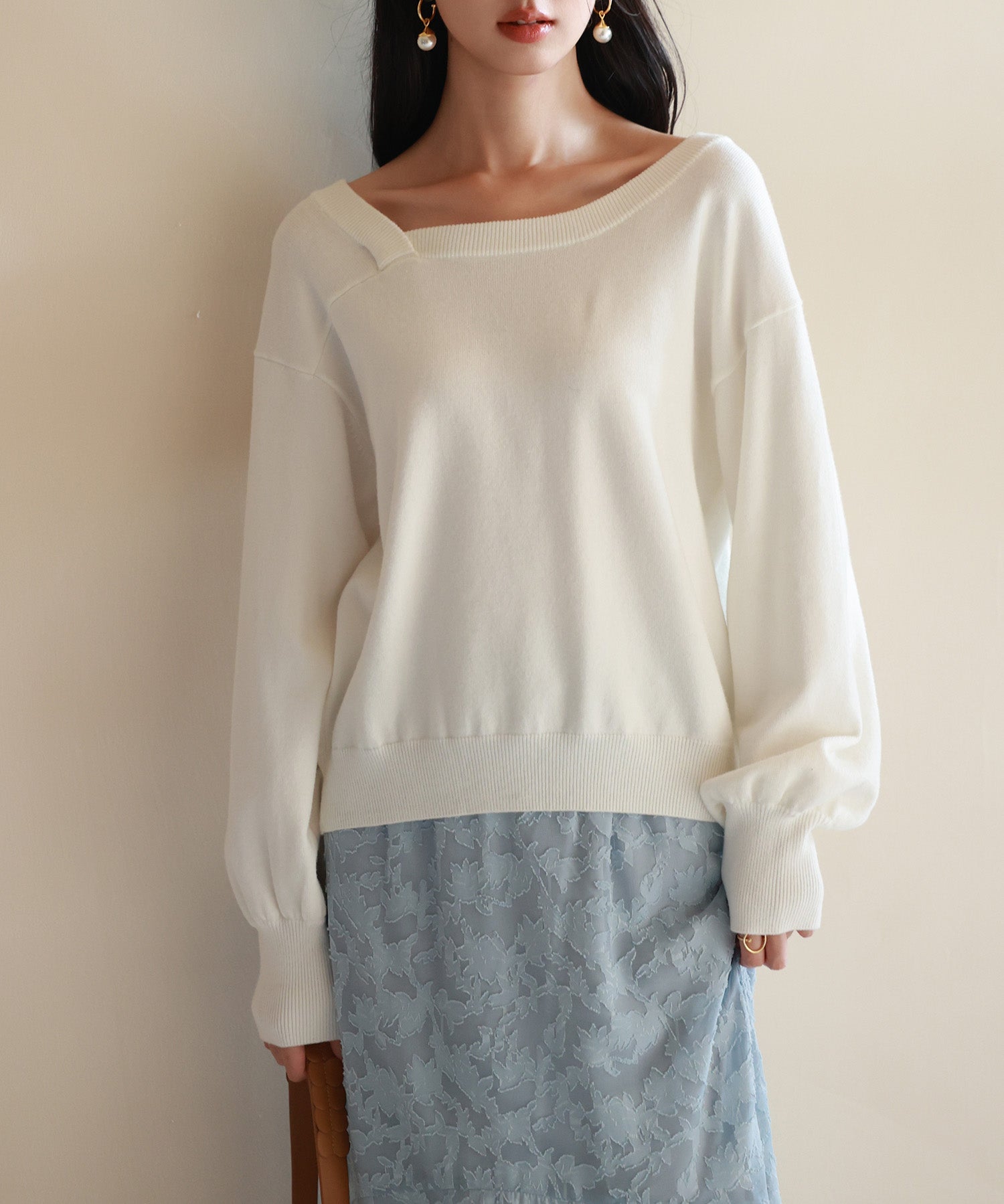 【2way】アシメトリーネックニットプルオーバーsdpxyf3007