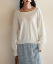 【2way】アシメトリーネックニットプルオーバーsdpxyf3007