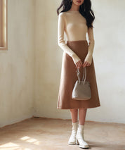 リブ編みプチハイネックニットプルオーバーsdpxyf3015 ベージュ