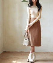 リブ編みプチハイネックニットプルオーバーsdpxyf3015 ベージュ