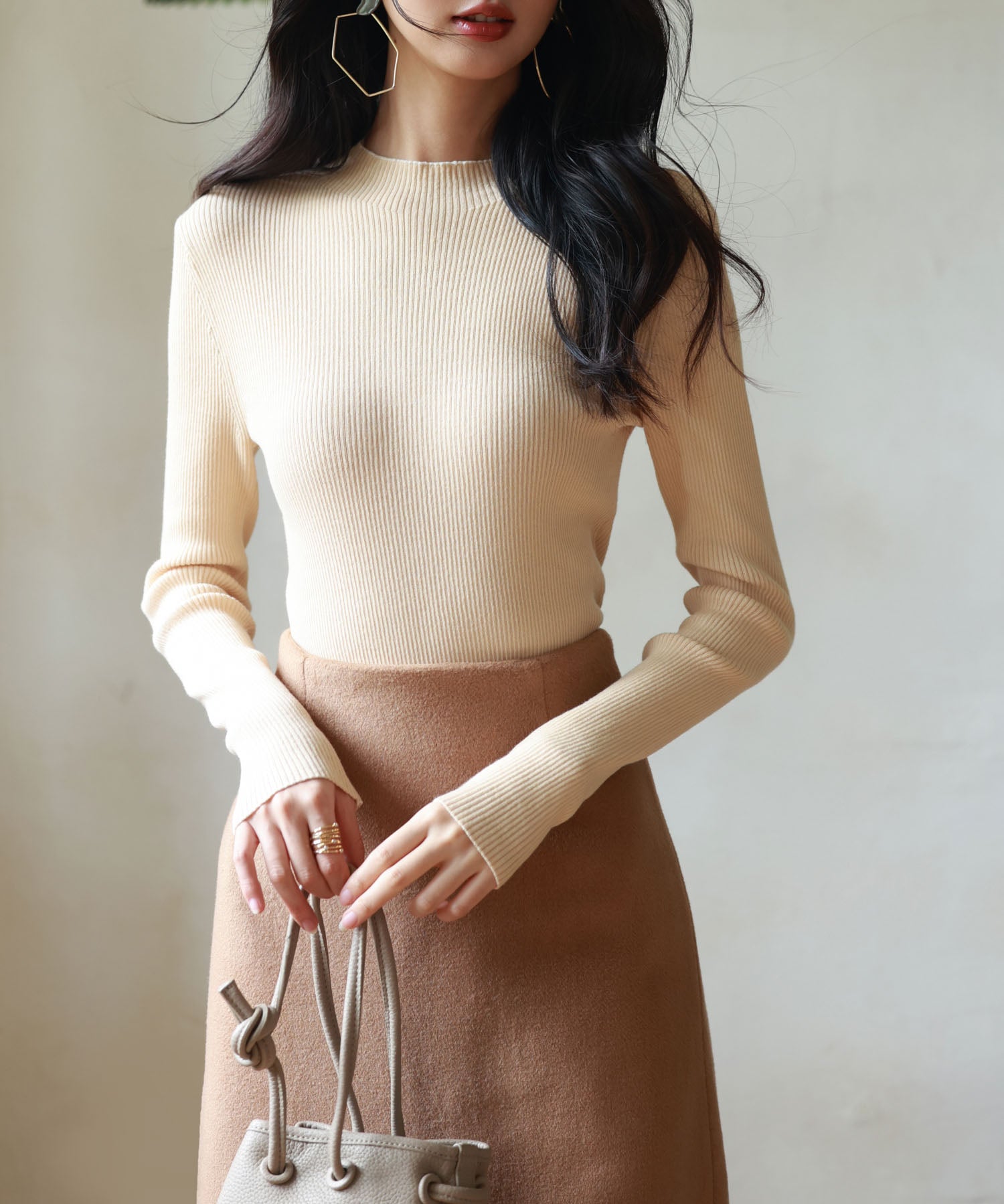 リブ編みプチハイネックニットプルオーバーsdpxyf3015-103-14