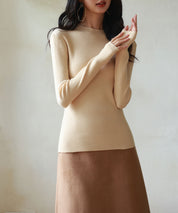 リブ編みプチハイネックニットプルオーバーsdpxyf3015 ベージュ