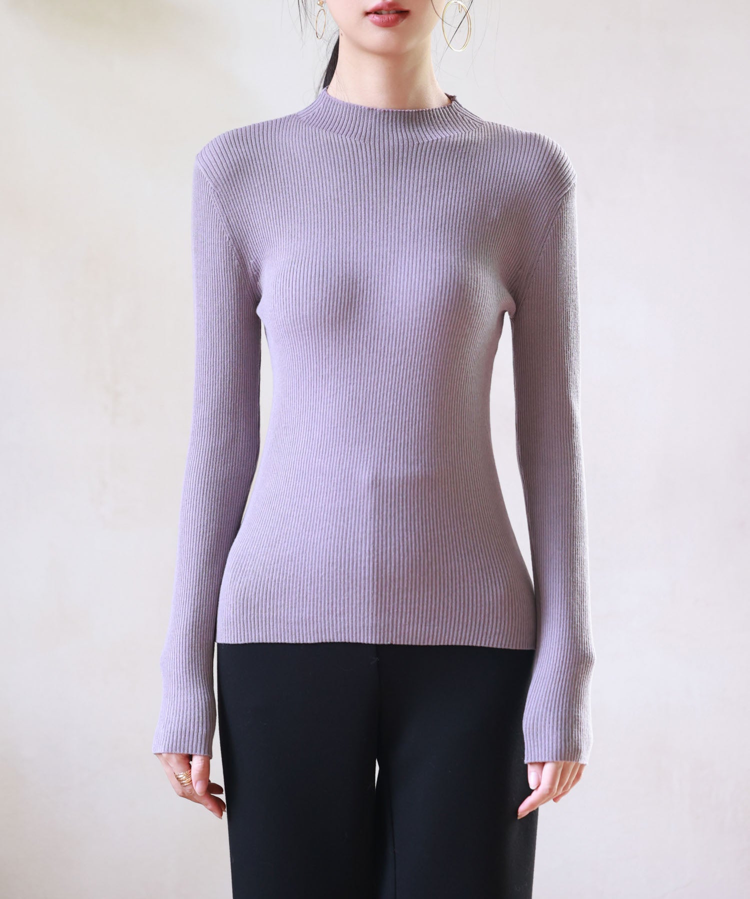 リブ編みプチハイネックニットプルオーバーsdpxyf3015-103-15