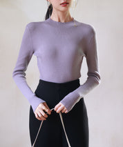 リブ編みプチハイネックニットプルオーバーsdpxyf3015 パープル