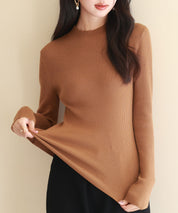 リブ編みプチハイネックニットプルオーバーsdpxyf3015 ブラウン