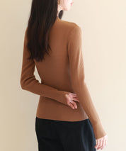 リブ編みプチハイネックニットプルオーバーsdpxyf3015 ブラウン