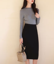 リブ編みプチハイネックニットプルオーバーsdpxyf3015 グレー