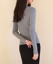 リブ編みプチハイネックニットプルオーバーsdpxyf3015 グレー