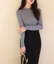 リブ編みプチハイネックニットプルオーバーsdpxyf3015 グレー