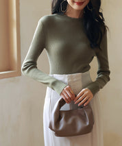 リブ編みプチハイネックニットプルオーバーsdpxyf3015 カーキ