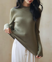 リブ編みプチハイネックニットプルオーバーsdpxyf3015 カーキ