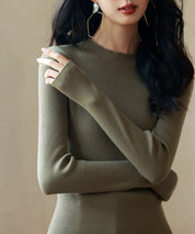 リブ編みプチハイネックニットプルオーバーsdpxyf3015 カーキ