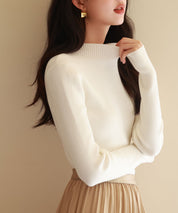 リブ編みプチハイネックニットプルオーバーsdpxyf3015 アイボリー