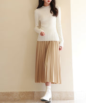 リブ編みプチハイネックニットプルオーバーsdpxyf3015 アイボリー