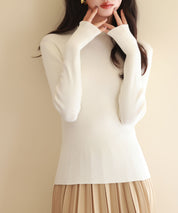 リブ編みプチハイネックニットプルオーバーsdpxyf3015 アイボリー