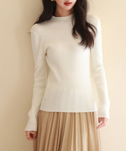 リブ編みプチハイネックニットプルオーバーsdpxyf3015 アイボリー