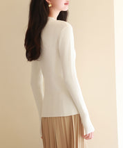 リブ編みプチハイネックニットプルオーバーsdpxyf3015 アイボリー
