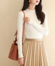 リブ編みプチハイネックニットプルオーバーsdpxyf3015 アイボリー