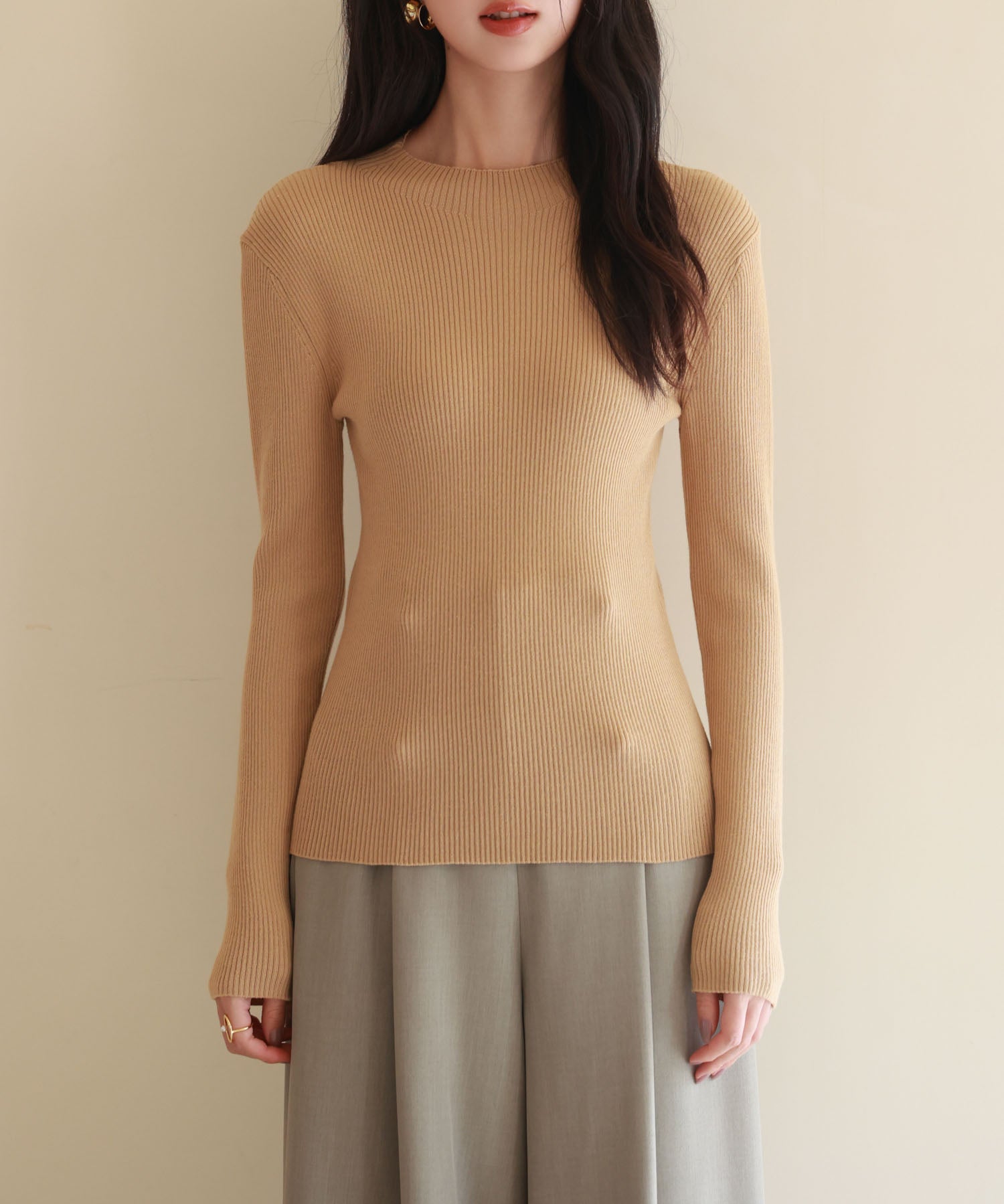 リブ編みプチハイネックニットプルオーバーsdpxyf3015-103-45