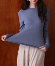 リブ編みプチハイネックニットプルオーバーsdpxyf3015 ブルーグレー