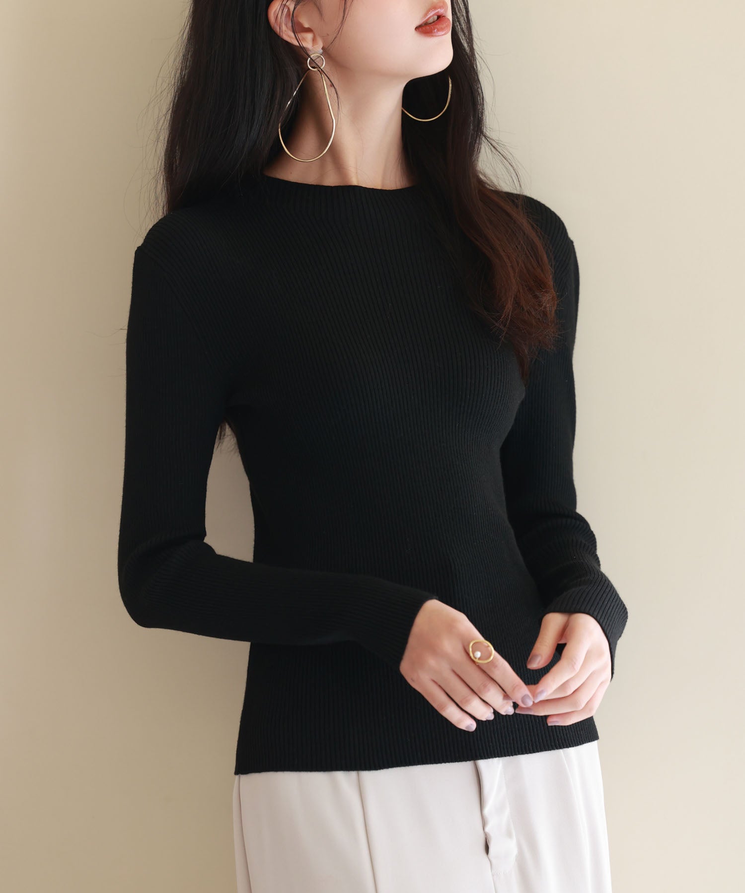 リブ編みプチハイネックニットプルオーバーsdpxyf3015-103-8