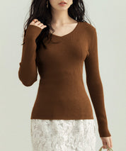 リブ編みVネックニットプルオーバーsdpxyf3016a-103-17