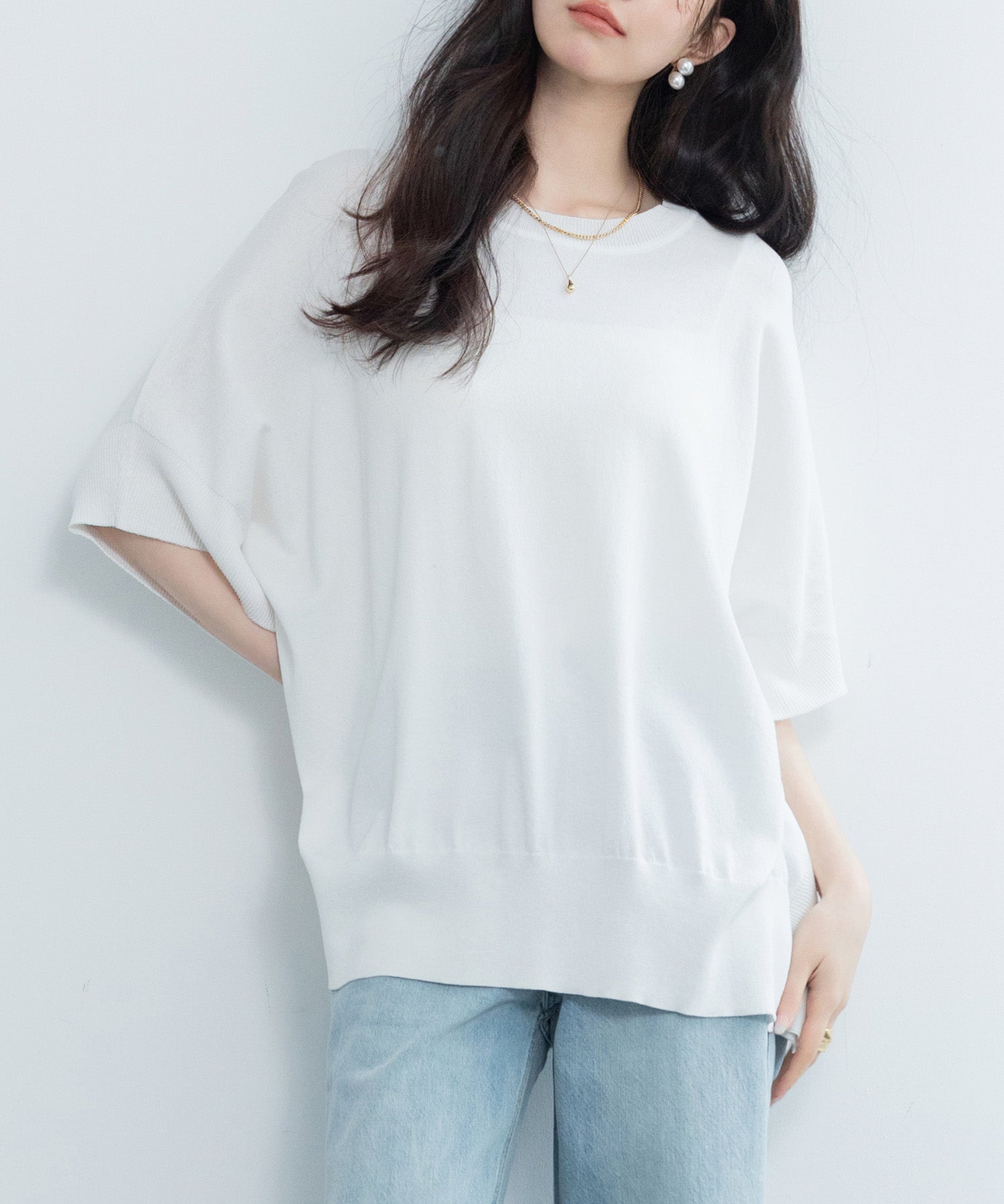 クルーネックニットプルオーバーsdpxyf3071 ホワイト