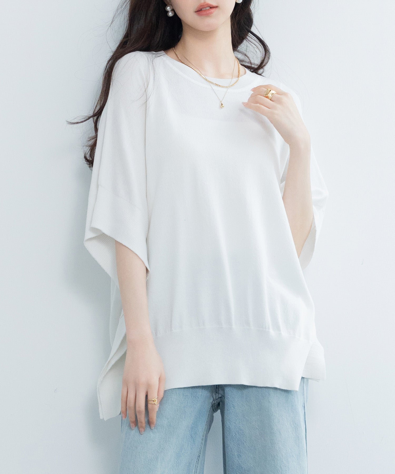 クルーネックニットプルオーバーsdpxyf3071 ホワイト