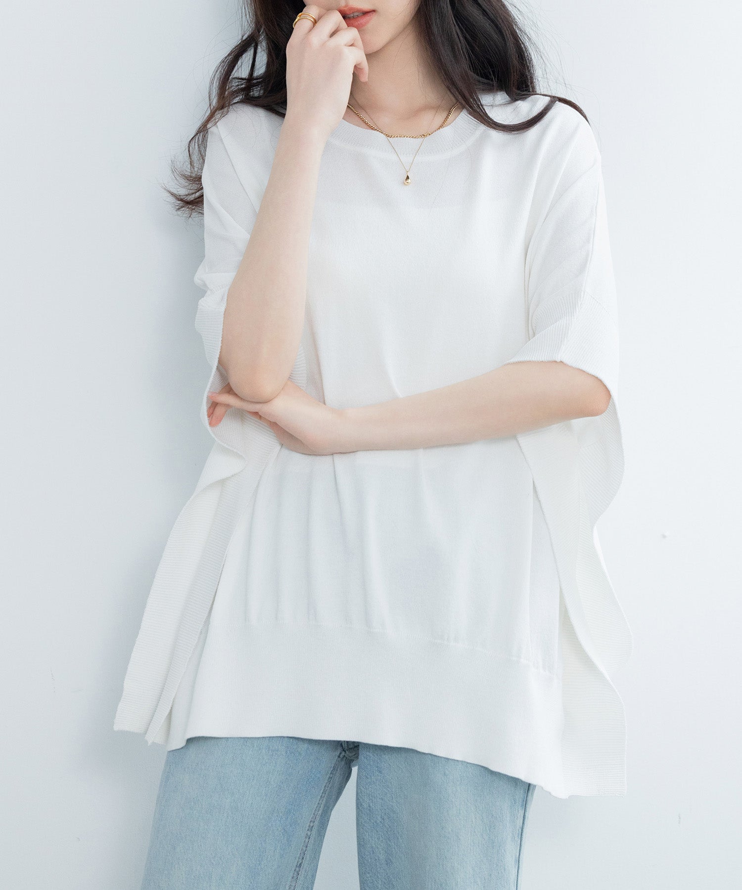 クルーネックニットプルオーバーsdpxyf3071 ホワイト