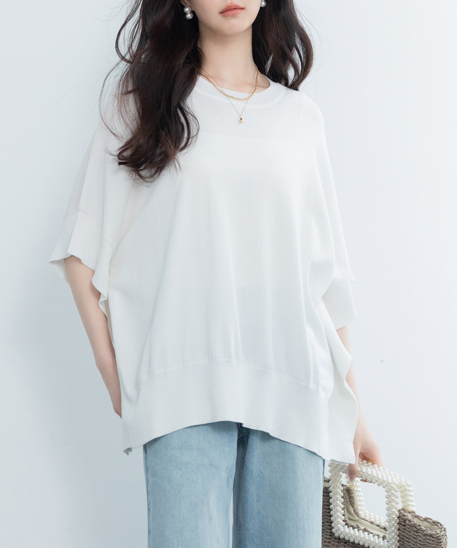 クルーネックニットプルオーバーsdpxyf3071 ホワイト