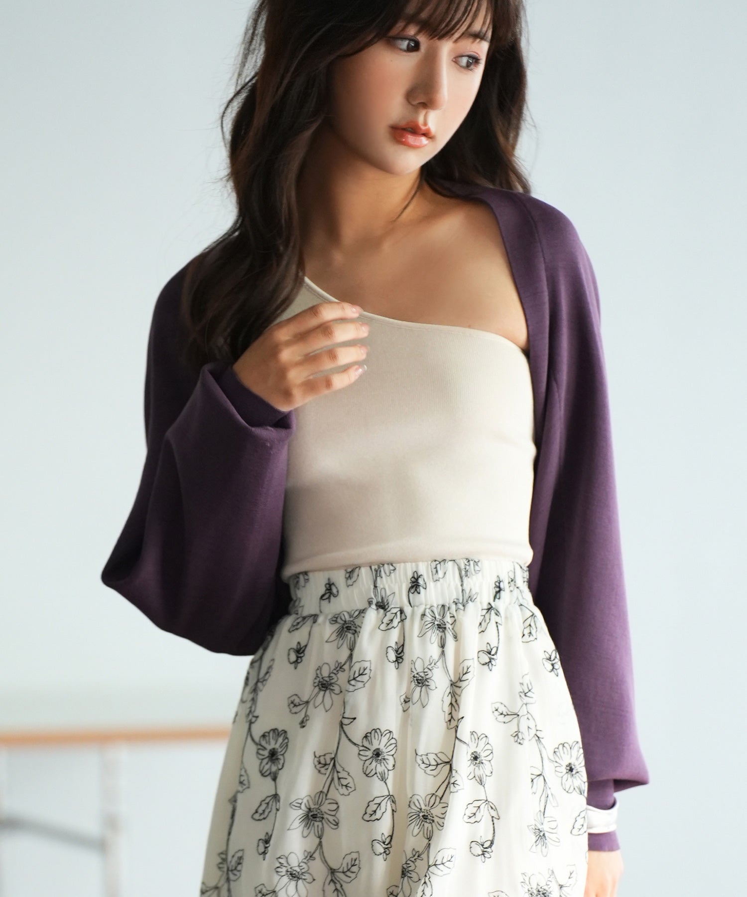 ドルマンスリーブボレロカーディガンsdpxyf6020 パープル