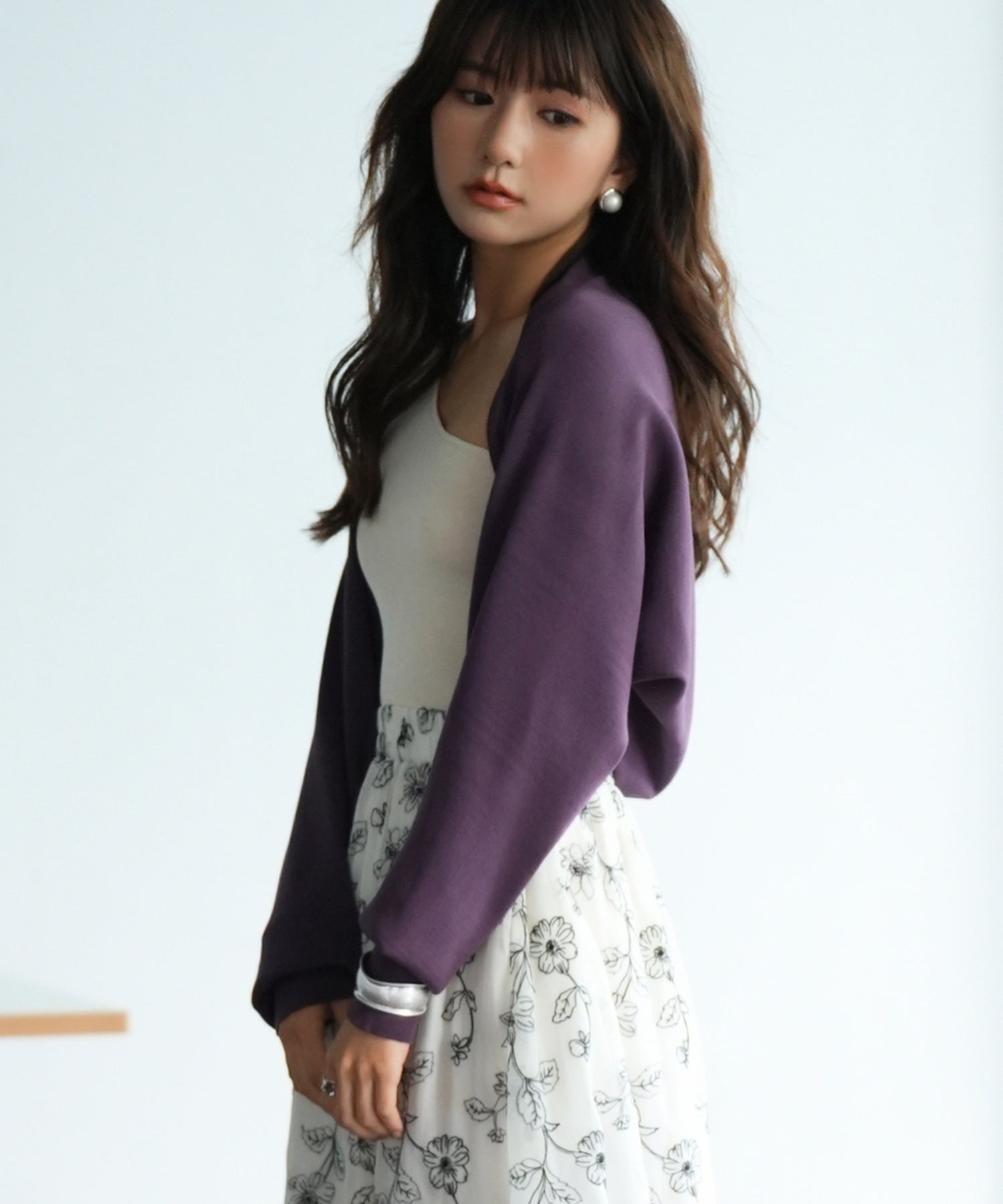 ドルマンスリーブボレロカーディガンsdpxyf6020 パープル