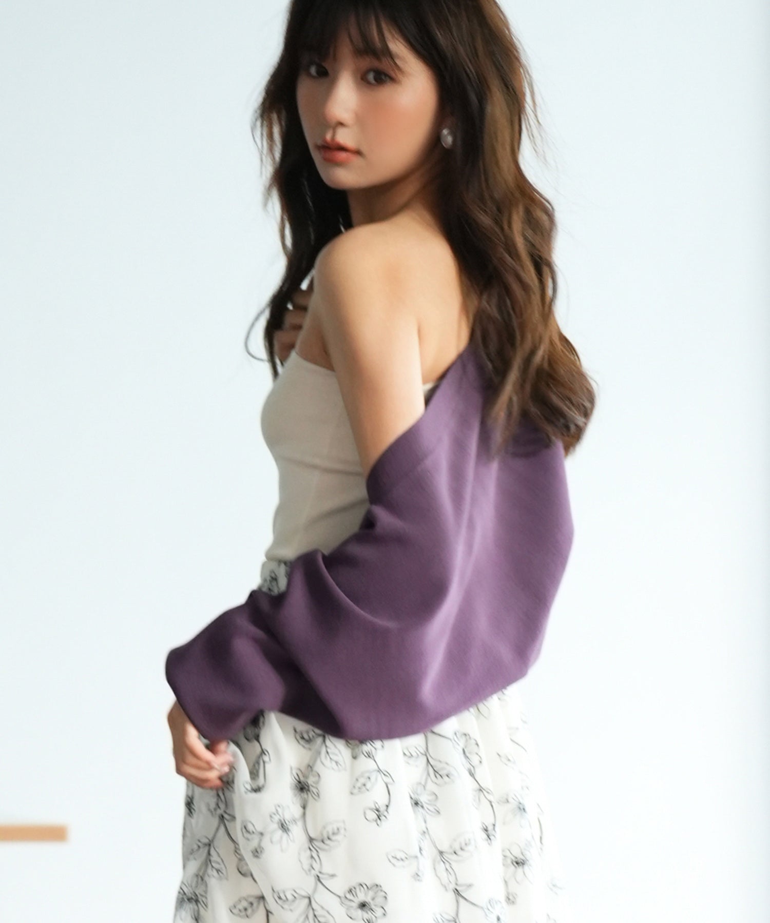 ドルマンスリーブボレロカーディガンsdpxyf6020 パープル