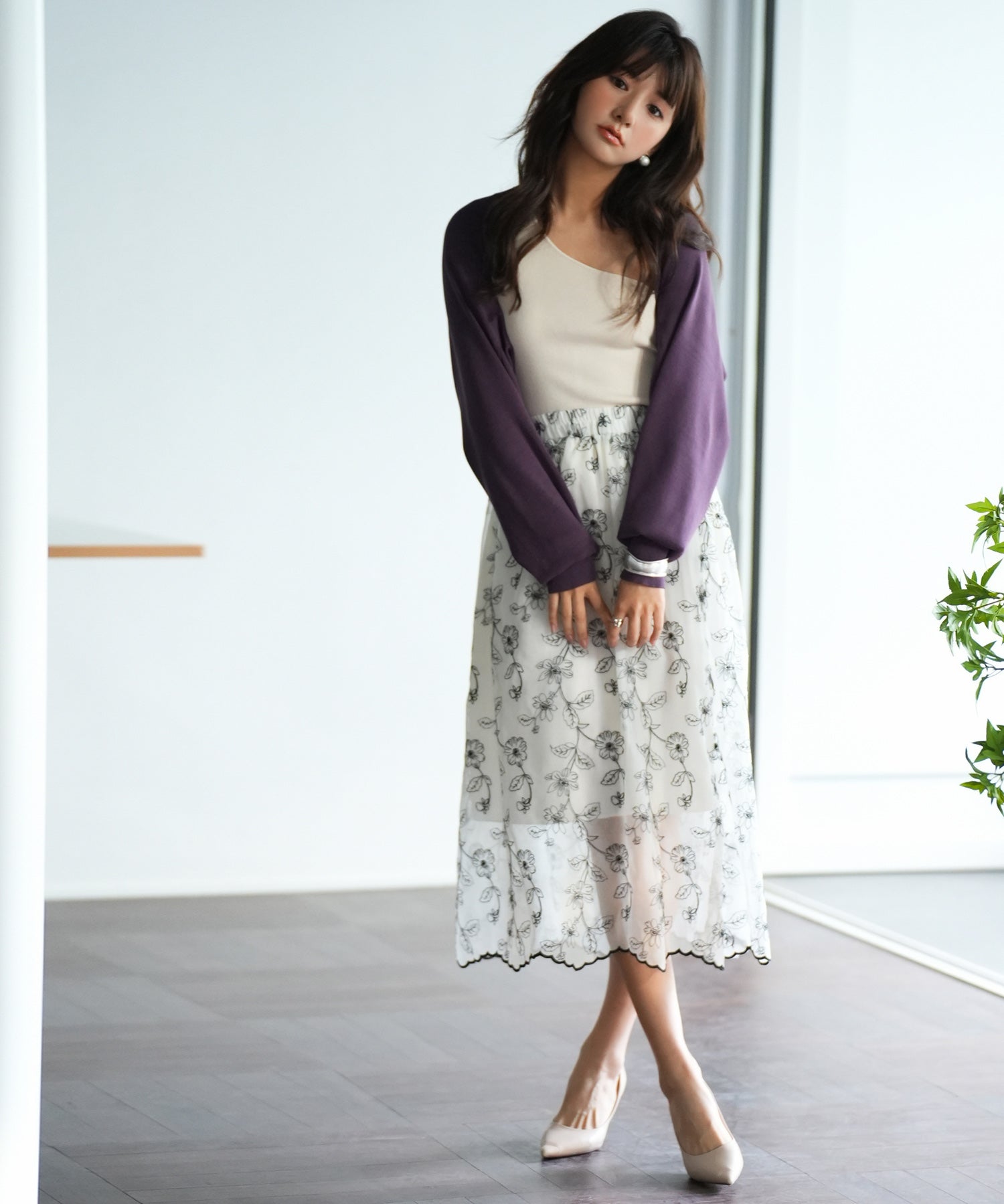 ドルマンスリーブボレロカーディガンsdpxyf6020 パープル