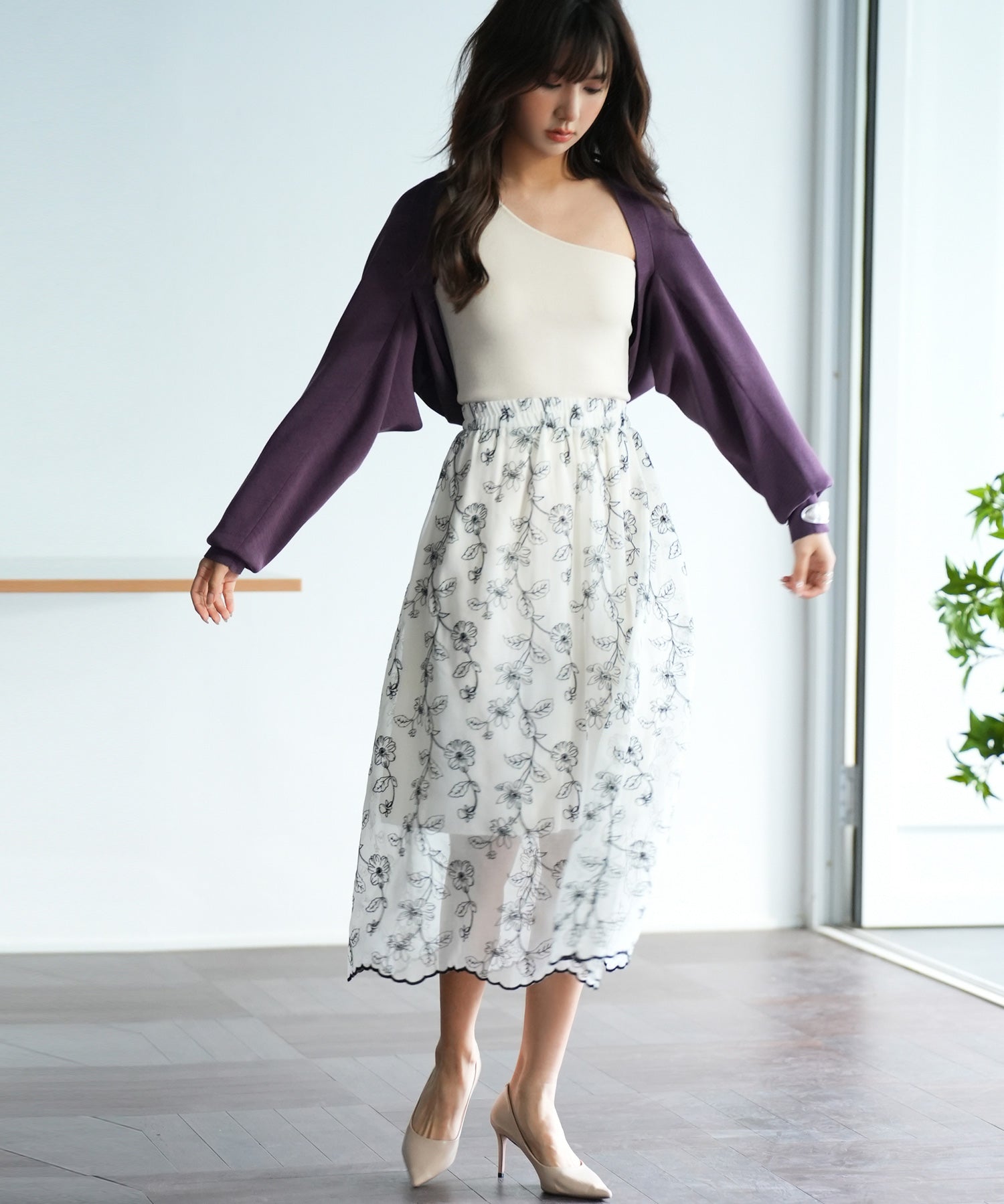 ドルマンスリーブボレロカーディガンsdpxyf6020 パープル