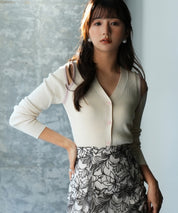 配色オープンショルダーニットプルオーバーsdpxyf6068 アイボリー