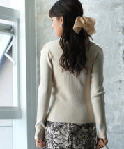 配色オープンショルダーニットプルオーバーsdpxyf6068 アイボリー