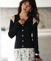 配色オープンショルダーニットプルオーバーsdpxyf6068-103-8