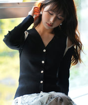 配色オープンショルダーニットプルオーバーsdpxyf6068 ブラック