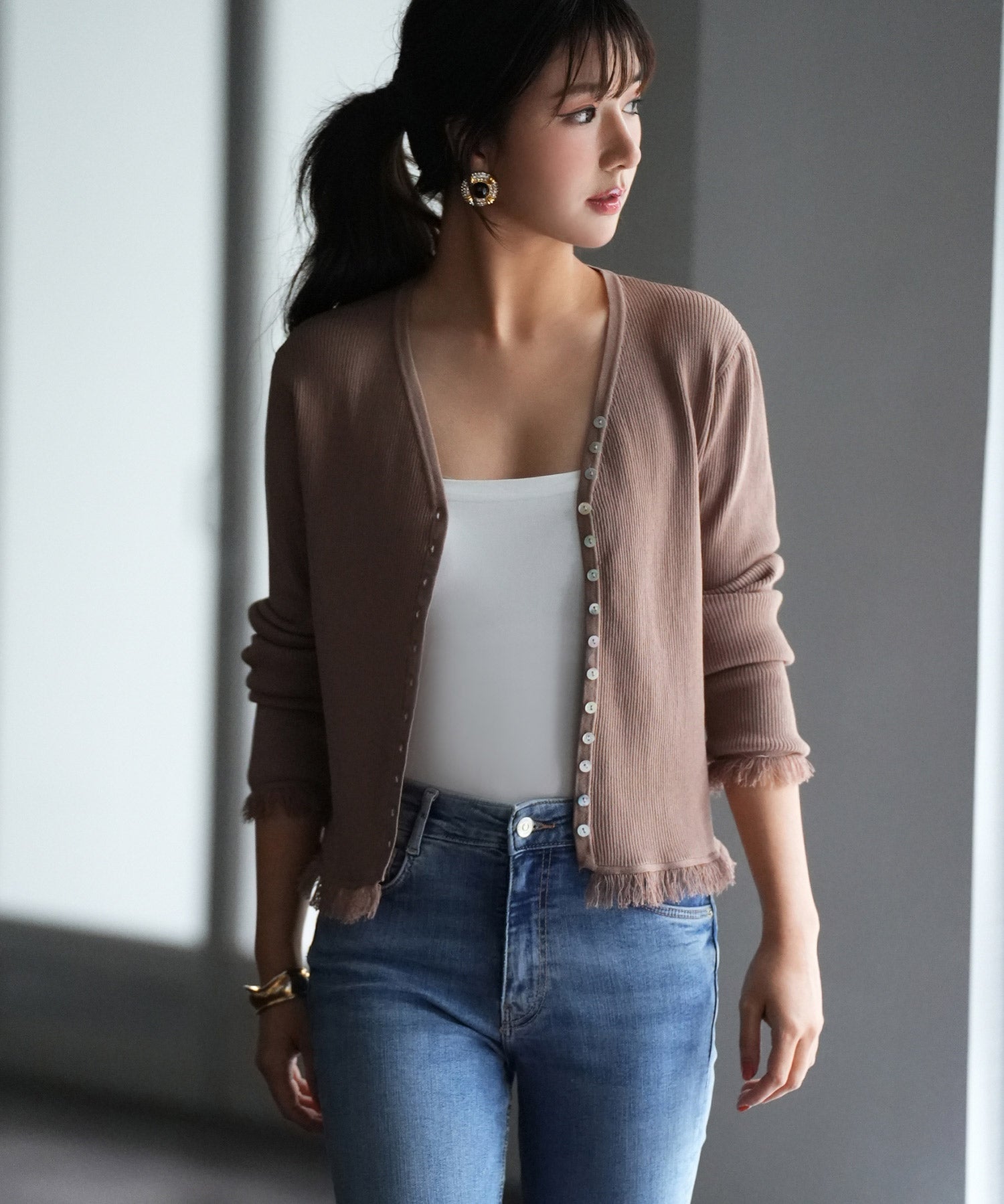 フリンジデザインニットカーディガンsdpxyf6100-103-17