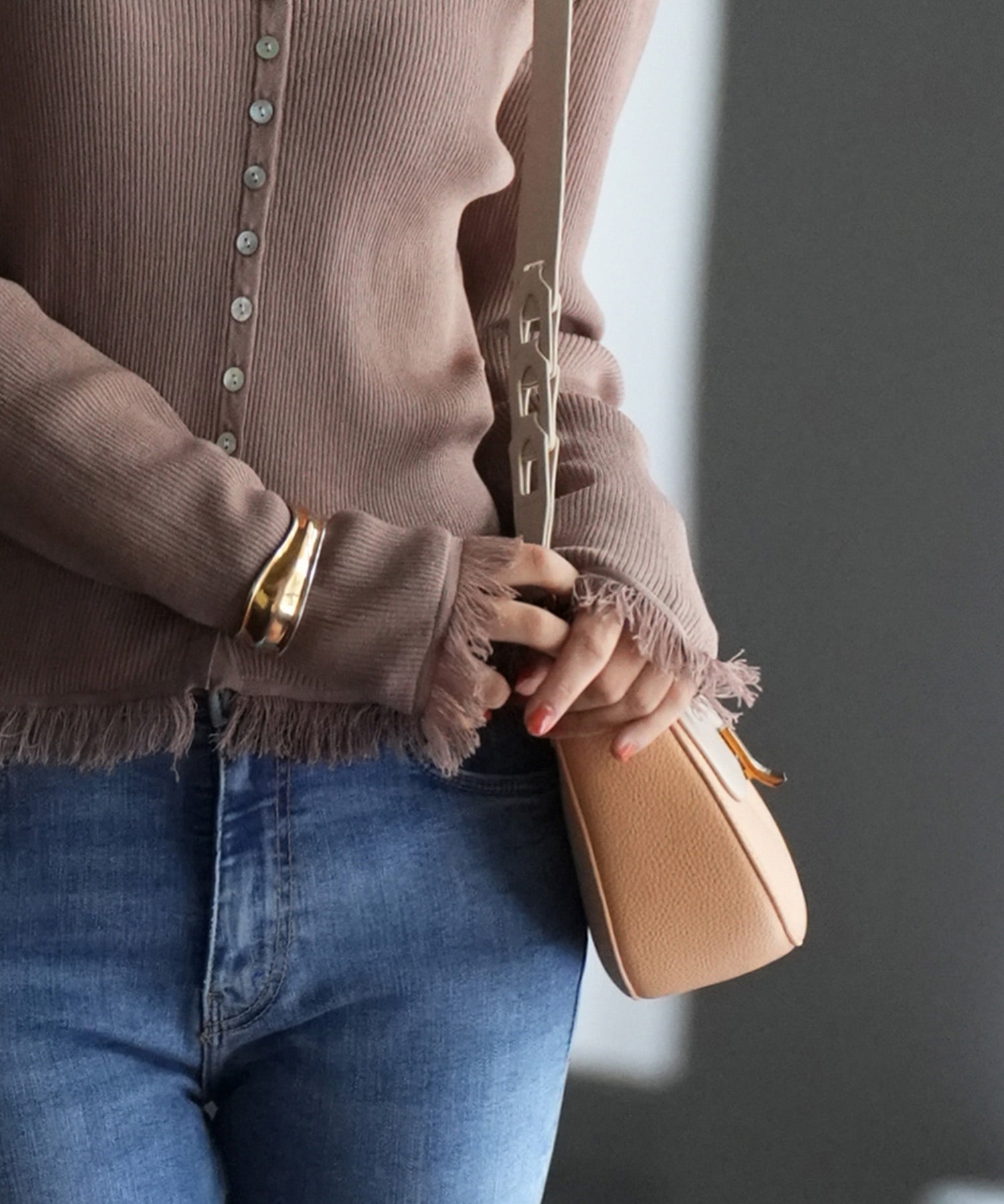 フリンジデザインニットカーディガンsdpxyf6100 ブラウン