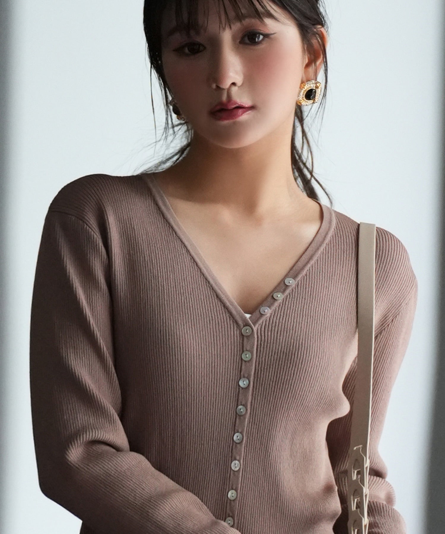 フリンジデザインニットカーディガンsdpxyf6100 ブラウン