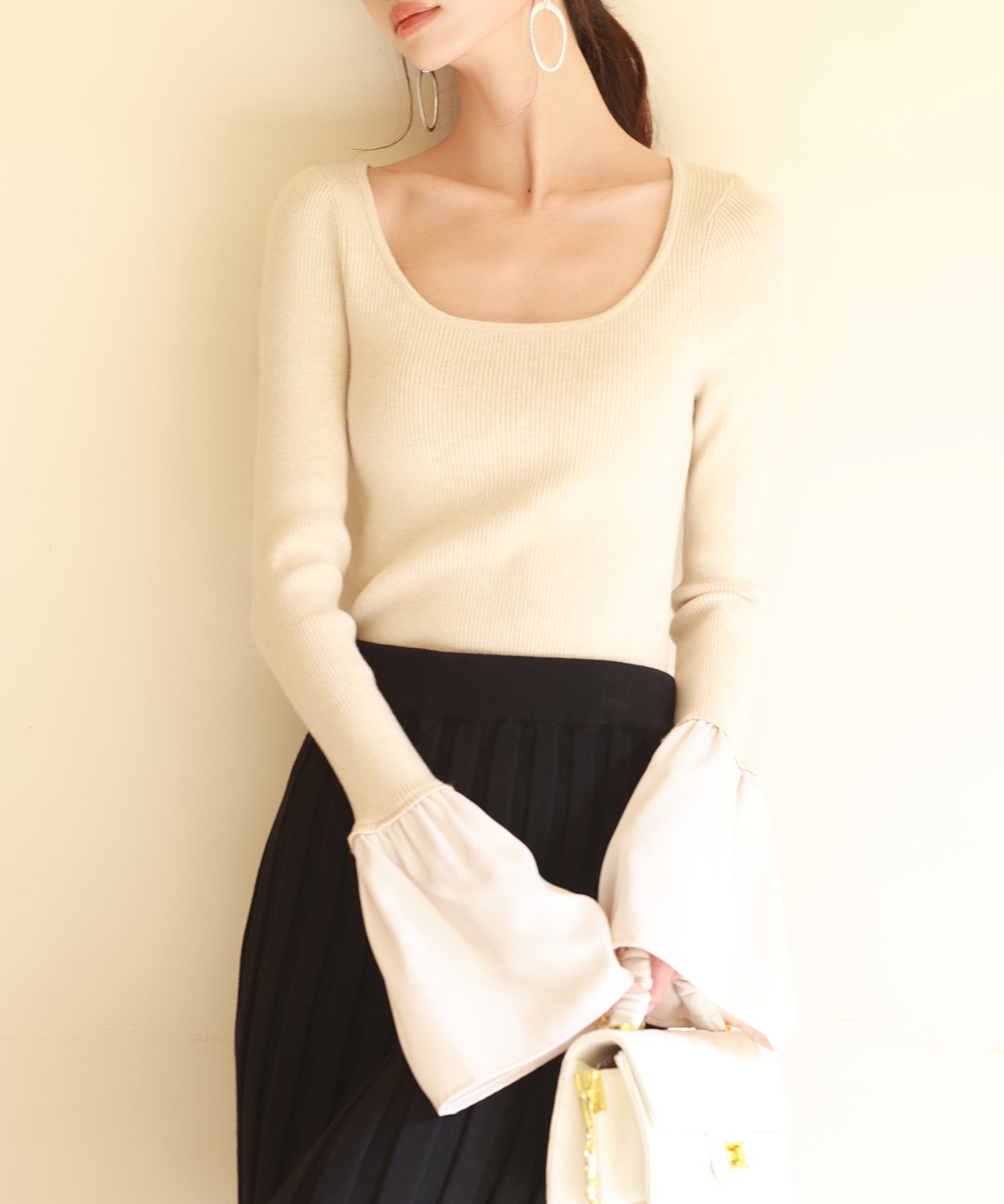 フレア袖クルーネックニットプルオーバsdpxyf6297-103-14