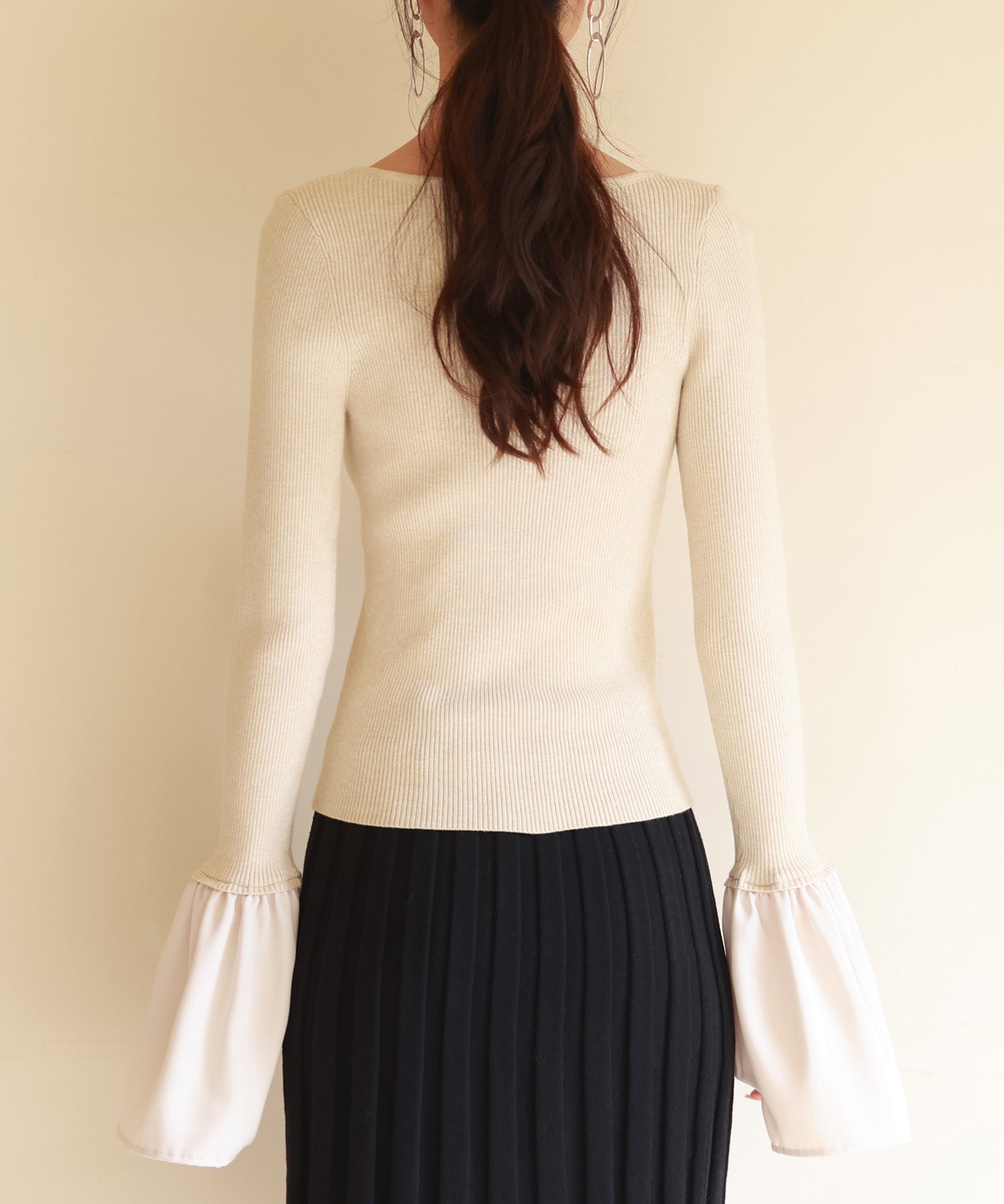 フレア袖クルーネックニットプルオーバsdpxyf6297