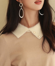 襟付きハイゲージ編みニットプルオーバーsdpxyf6301 ベージュ