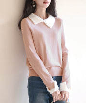 襟付きハイゲージ編みニットプルオーバーsdpxyf6301-103-26